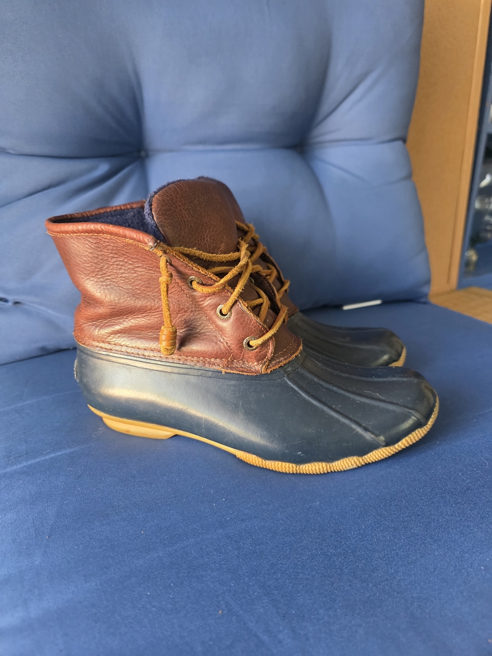 Sperry Saltwater Duck Boots STS91175 Brown Navy Waterproof Women’s 7